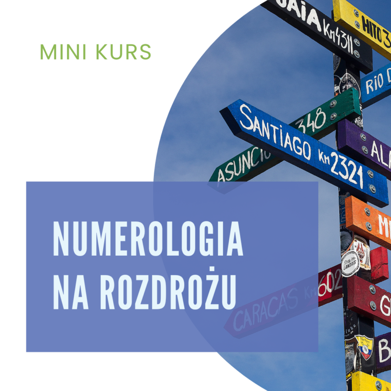 Grafika - Mini kurs Numerologia na rozdrożu, na zdjęciu drogowskaz pokazujący kierunki do różnych miast świata