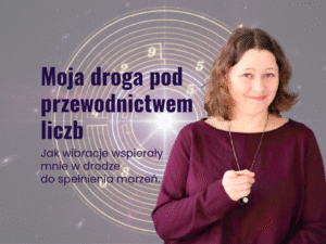 Grafika do artykułu Moja droga pod przewodnictwem liczb przedstawia tytuł artykułu i autorkę Agatę Kulińską wskazującą palcem na czytelniczkę