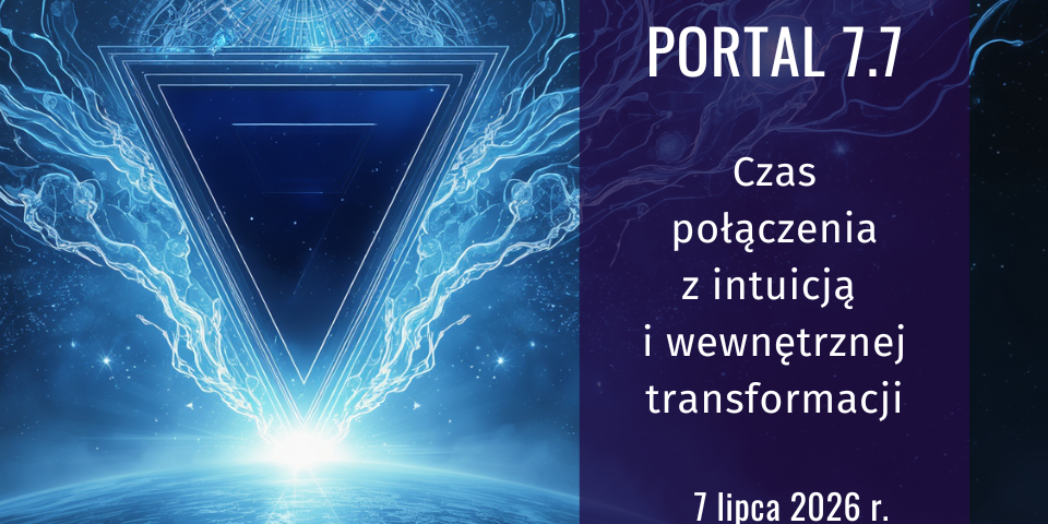 Grafika Portal 7.7 – kosmiczny symbol portalu z trójkątną bramą, przedstawiający energię intuicji i wewnętrznej transformacji 7 lipca 2026 roku